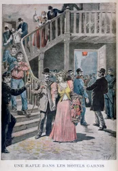 Prisão de prostitutas em hotel parisiense, 1895