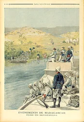 Eventos em Madagascar: A Captura de Mevatanana, ilustração do Le Petit Journal, 30 de junho de 1895