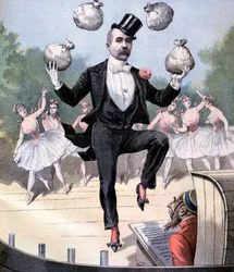 Georges Clemenceau fazendo malabarismos com dinheiro inglês, 1893