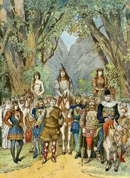A trupe do teatro des varietes em Paris, 1895 (Ilustração)