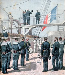 Saudação à bandeira, manobras navais francesas, 1891