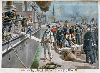 Prisioneiros espanhóis chegando a Key-West, Guerra Hispano-Americana, 1898
