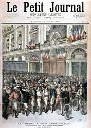 Início da participação da multidão no Paris - Belfort organizado pela PetitJournal - no "Le petit journal" de 18/06/1892.