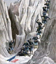 O cadáver descoberto do tenente Bujon, Alpes franceses, 1891
