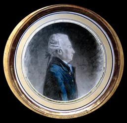 Retrato de Louis Hercule Timoleon de Cosse (Cosse-Brissac) (1734-1792), Duque de Brissac Ele é o grande cestaria da França e o governador de Paris na época da Revolução Francesa. Aquarela atribuída a Henri Pierre Danloux (1753-1809). 1791