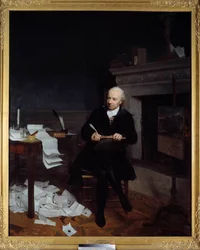 Portrait en pied de Jean Francois de la Marche (1729-1805), eveque de Leon Pintura de Henri-Pierre Danloux (1753-1809) Sol do século XVIII. 2,2x1,8 m - Retrato de Jean François de la Marche (1729-1805), Bispo de León (Bretanha). Pintura de Hen