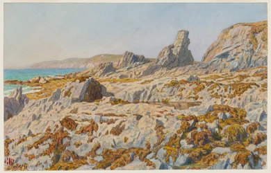 Praia de Pors Léonnec na maré baixa. Morgat