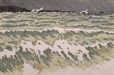 Chuva sobre o mar (aguarela sobre papel)