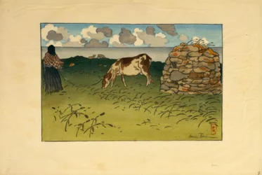 Uma mulher e uma vaca, Pointe de la Haye (Saint-Briac)