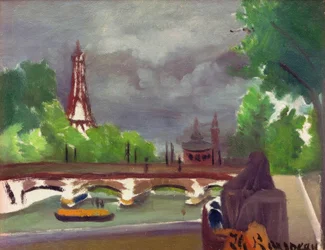 Esboço, vista da Torre Eiffel e Trocadero