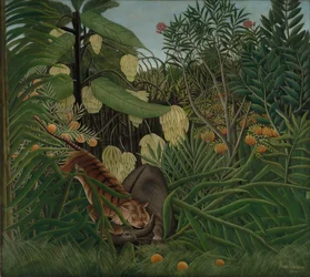 Luta entre um tigre e um búfalo, 1908