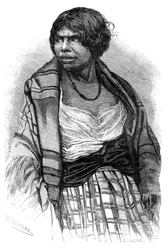 Mulher Mikmaq, Cape Breton, Nova Escócia, Canadá, século XIX.