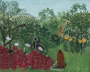 Floresta tropical com macacos