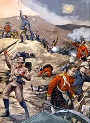 Soldados britânicos derrotados por combatentes bóeres, durante a Guerra dos Bóeres