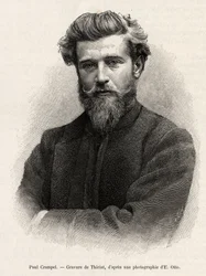 Retrato de Paul Crampel (1864-1891), explorador francês da África Central. Gravado por Henri Thiriat para ilustrar a história "La mission Crampel", de Albert Nebout (1862-1939), em 1890, em Le tour du Monde 1892, dirigido por Edouard Charton (1807-1891), H