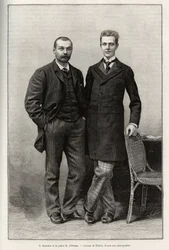 Retratos dos exploradores Gabriel Bonvalot (1853-1933), autor da história e príncipe Henri d