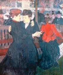 No Moulin Rouge. Os dois dançarinos