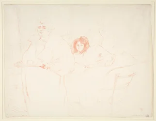 Femme au plateau, petit d?jeuner, Madame Baron et Mademoiselle Popo (Mulher com bandeja, Pequeno Almoço, Madame Baron e Mademoiselle Popo), da série Elles