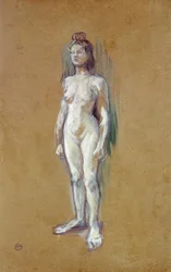 Mulher nua de pé, de frente