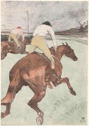 "Le Jockey" Dois jóqueis a cavalo Le jockey (título original) Corrida de cavalos (título da série) Cursos (título da série)