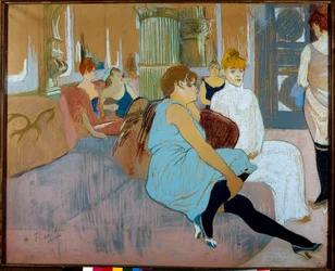 O Salão na Rue des Moulins (Paris). Aquarela de Henri De Toulouse Lautrec (Toulouse-Lautrec) (1864-1901)
