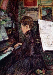 A Menina Dihau ao piano. Pintura de Henri de Toulouse-Lautrec (Toulouse Lautrec