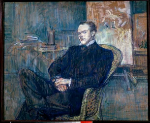 Retrato de Paul Leclerq (1872- 1956) Fundador da Revue Blanche Painting de Henri Toulouse Lautrec (1864-1901) 1897 Sun. 0,54x0,97 m Paris, musee d