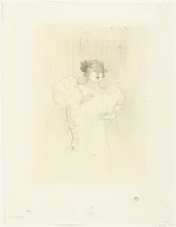Retrato da atriz Luce Myrès com fã Luce Myres de rosto