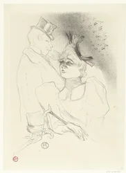 Retrato da cantora Marcelle Lender e do comediante Louis Bouchenez do Barão durante a apresentação Mademoiselle Lender e Baron