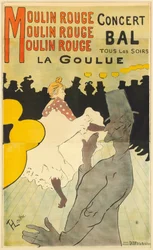 Propaganda de pôsteres "La Goulue" no Moulin Rouge, 1891