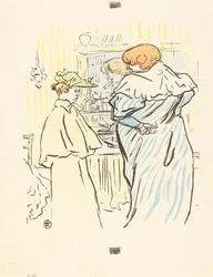 Duas mulheres diante de um espelho.