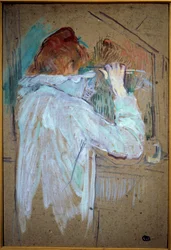 Woman Curling Painting on cardboard by Henri de Toulouse Lautrec (1864-1901) 1891 Sun. 0,54x0,36 m Toulouse, musee des Beaux Arts