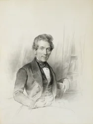 Retrato de Louis Johannes Herckenrath, cônsul do Texas, 1843 (giz, estompe, lápis e aquarela)
