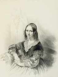 Retrato de Suzanne Herckenrath, 1843 (giz, estompe, lápis e aquarela)
