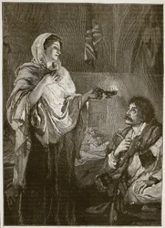 Florence Nightingale no Hospital em Scutari, ilustração de &39;História Ilustrada de Cassell da Inglaterra&39; (foto sépia)