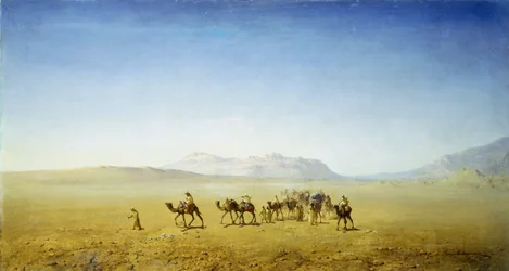 Uma caravana árabe no deserto