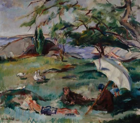 Paisagem de Verão com pessoas