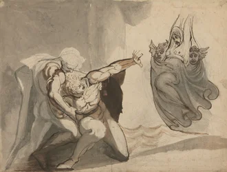 A visão de Orestes (caneta e tinta com grafite e lavagem sobre papel)
