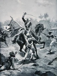 O tenente Roberts conquista a sua Cruz Vitória, 2 de janeiro de 1858, ilustração de «The History of the Nation»