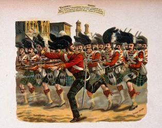 Tenente Herbert T. Macpherson carregando uma rua em Lucknow à frente do 78º Highlanders, de uma série intitulada &39;Victoria Cross Gallery, 1854-84&39;, publicada em 1890