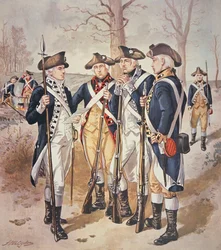 Uniformes de Infantaria do Exército Continental (Americano) de 1779-83 (aguarela sobre papel)
