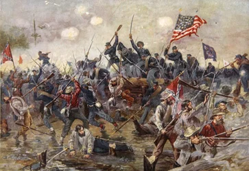 A Batalha de Spotsylvania, 8-21 de maio de 1864 (litografia a cores)