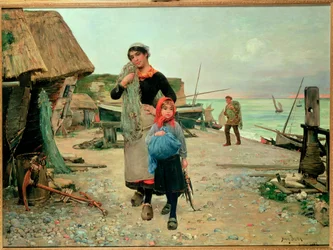 Pescadores voltando com suas redes, 1882