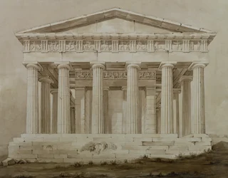 Templo de Hefesto, Atenas (sépia wc no papel)