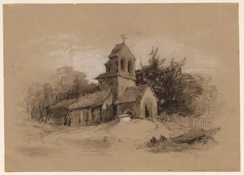 Igreja em uma paisagem, do século XIX.