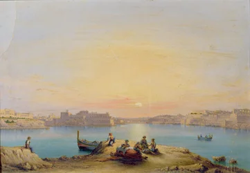 Porto de Valetta ao pôr do sol