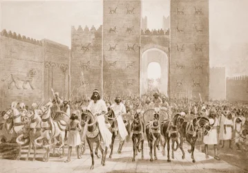 Entrada de Ciro na Babilônia, ilustração da "História das Nações de Hutchinson"