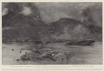 O Desastre Vulcânico na Martinica, as Ruínas de São Pedro, vistas do Cruzador Francês Suchet, Quarenta e oito Horas após a Erupção
