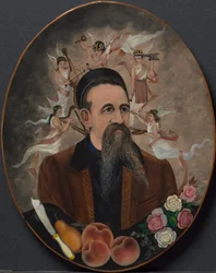 Autorretrato com cinco musas, c. 1880 (óleo sobre papel montado em cartão)