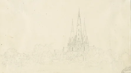 Catedral de Lichfield - Vista leste: desenho a lápis, sd [ Séc. 19]